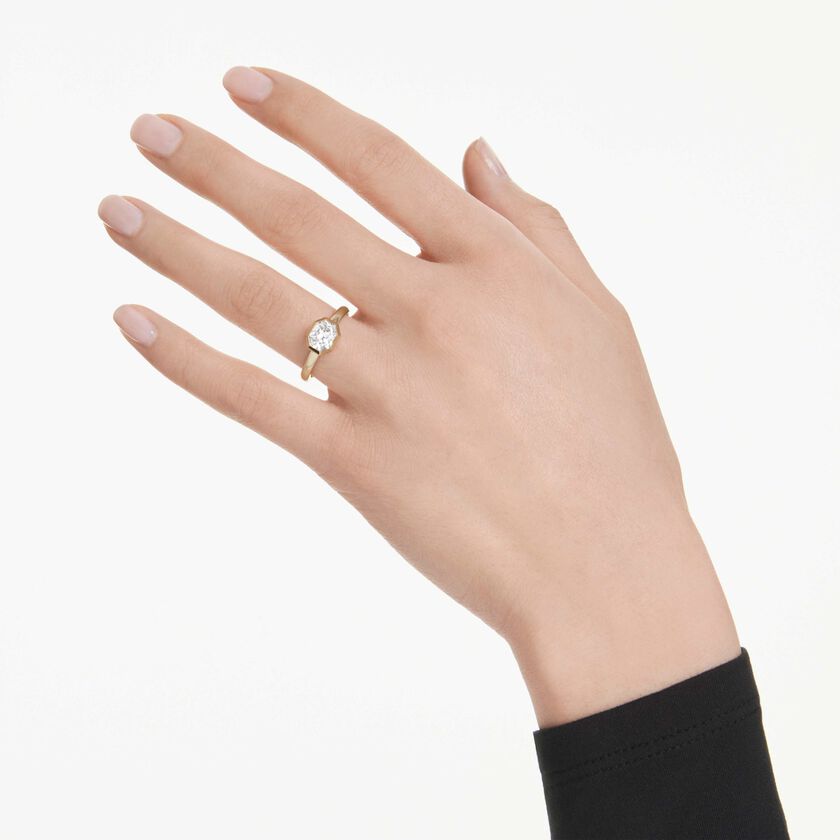 swarovski octagon bezel ring  lab grown diamonds 1 0 ct tw  octagon shape  18k yellow gold