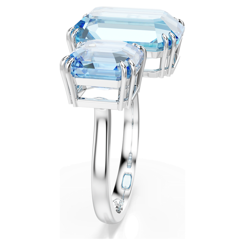 swarovski خاتم مفتوح millenia، قطع مُثَمَّن، لون أزرق، طلاء روديوم