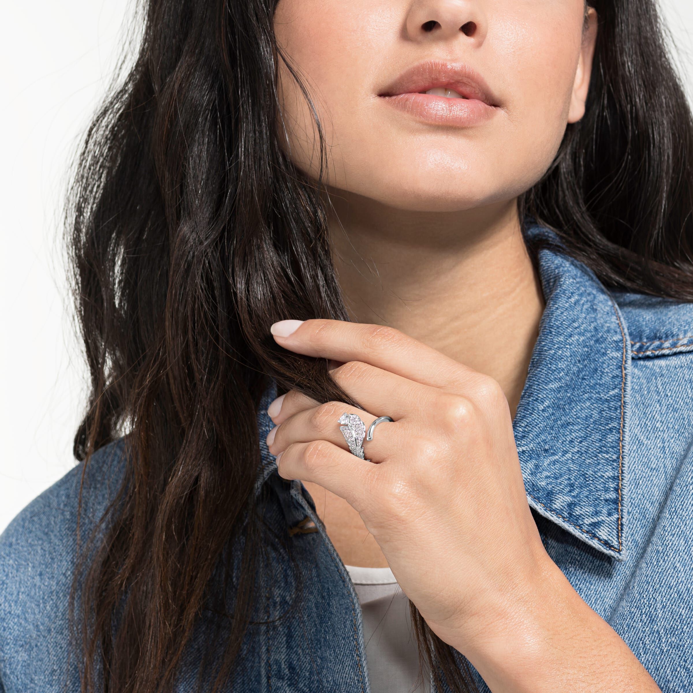 swarovski خاتم nice  ، أبيض ، طلاء الروديوم