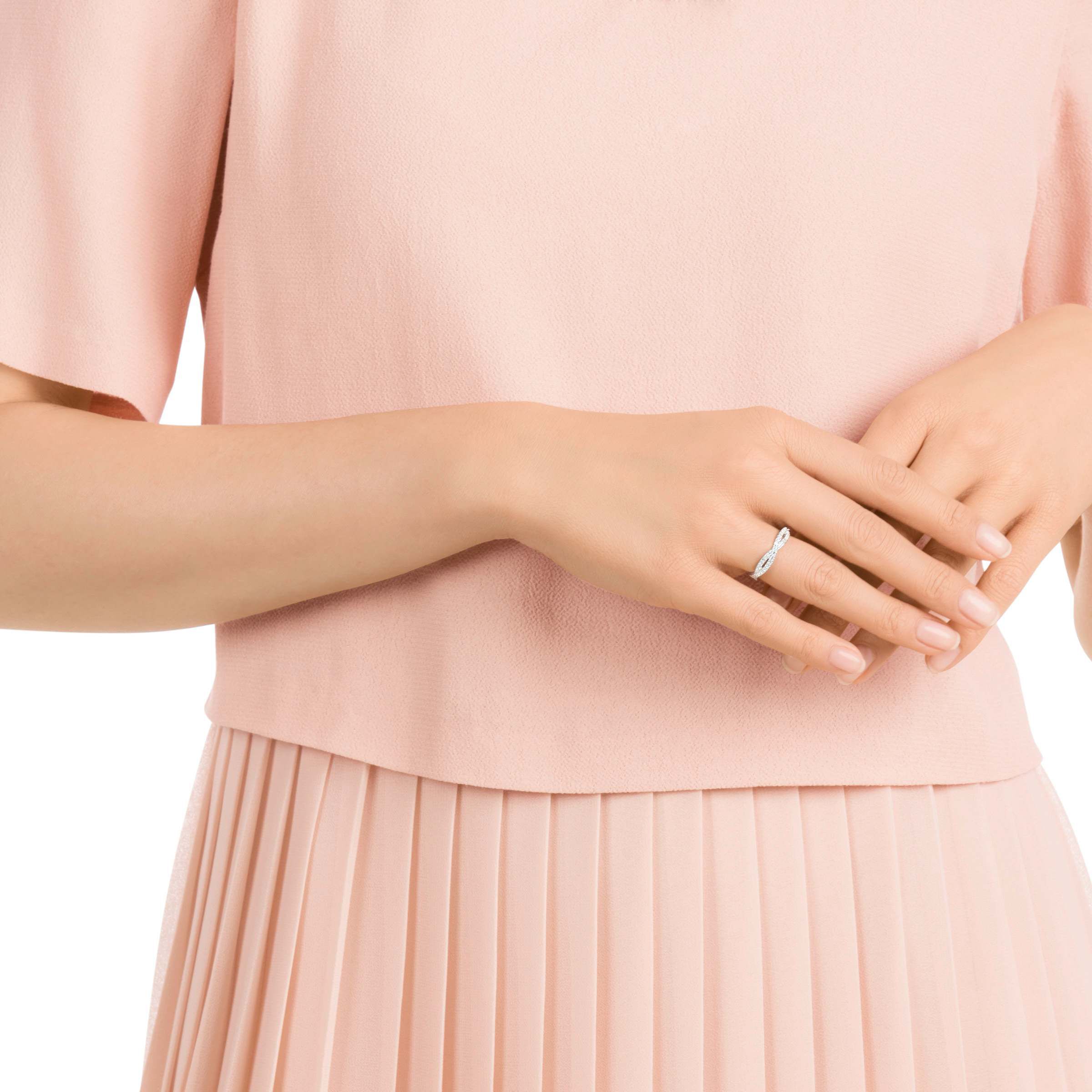 swarovski خاتم infinity، قطع مستدير، لون أبيض، طلاء روديوم