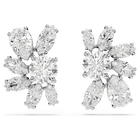 swarovski أقراط دبوسية mesmera، قطع متنوع، شكل زهرة، لون أبيض، طلاء روديوم