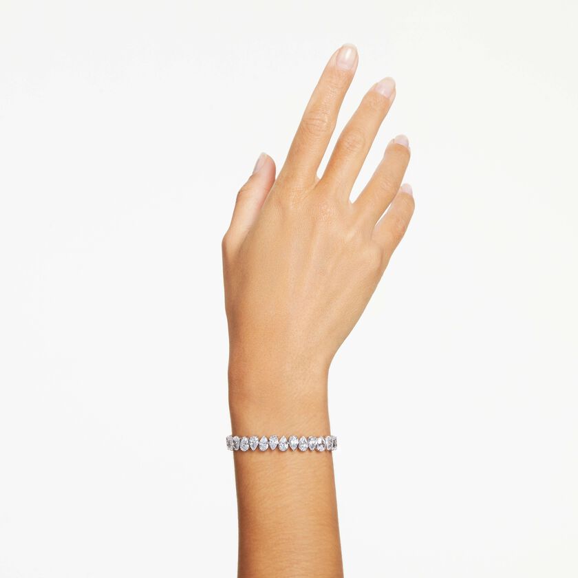 swarovski سوار تنس matrix، قطع على شكل كمثرى، لون أبيض، طلاء روديوم