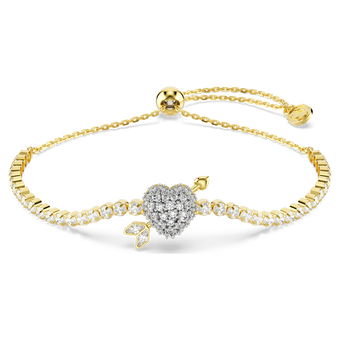 swarovski سوار idyllia، قطع متنوع، شكل قلب وسهم، لون أبيض، طلاء باللون الذهبي