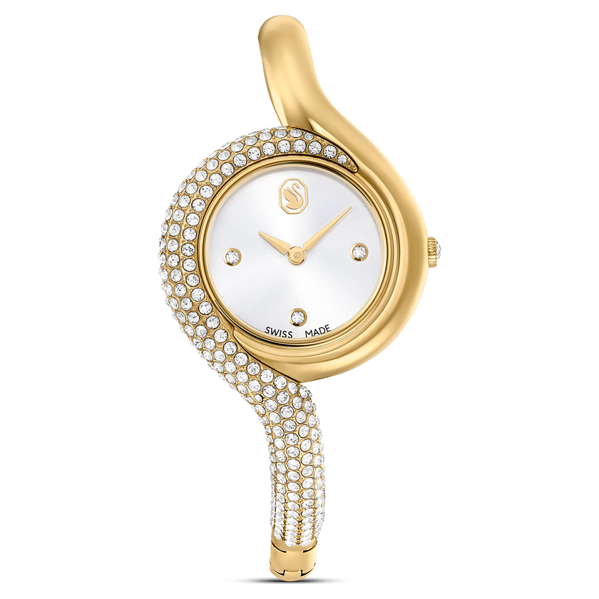 swarovski ساعة يد غير متماثلة dextera، صناعة سويسرية، سوار معدني، لون ذهبي، لمسة نهائية باللون الذهبي