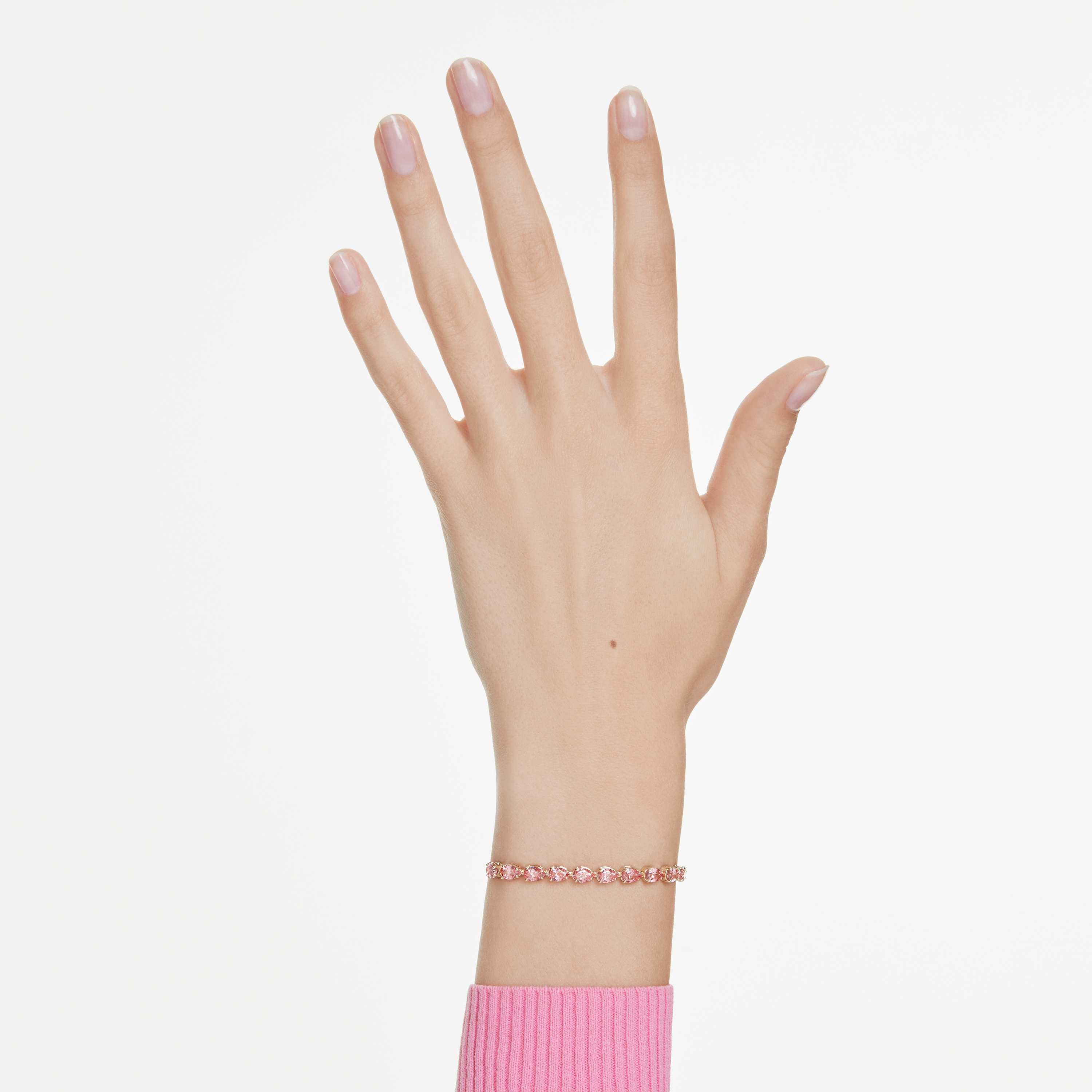 swarovski سوار matrix، قطع على شكل كمثرى، لون وردي، طلاء باللون الذهبي