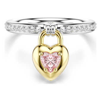 swarovski idyllia motif ring  mixed cuts  heart  pink  mixed metal finish