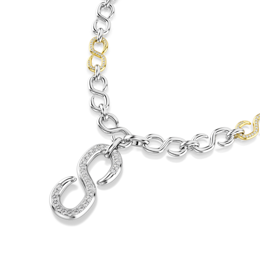 swarovski سلسلة dextera، قطع مستدير، لون أبيض، لمسة نهائية من معادن مختلطة