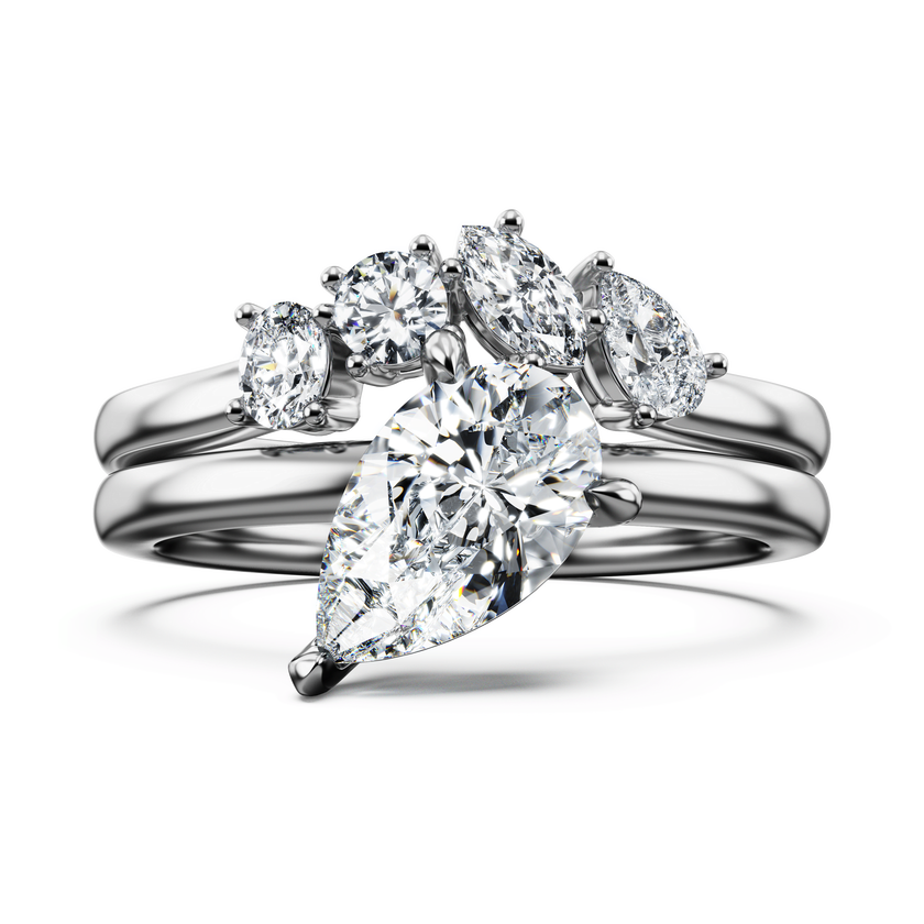 swarovski خاتم galaxy، أحجار ألماس مُصنعة في المختبر بإجمالي 1 4 قيراط، ذهب أبيض عيار 18