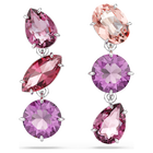 swarovski gema drop earrings  mixed cuts  pink  rhodium plated
