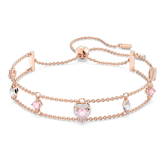 swarovski سوار one، قطع متنوع، على شكل قلب، لون وردي، طلاء باللون الذهبي الوردي