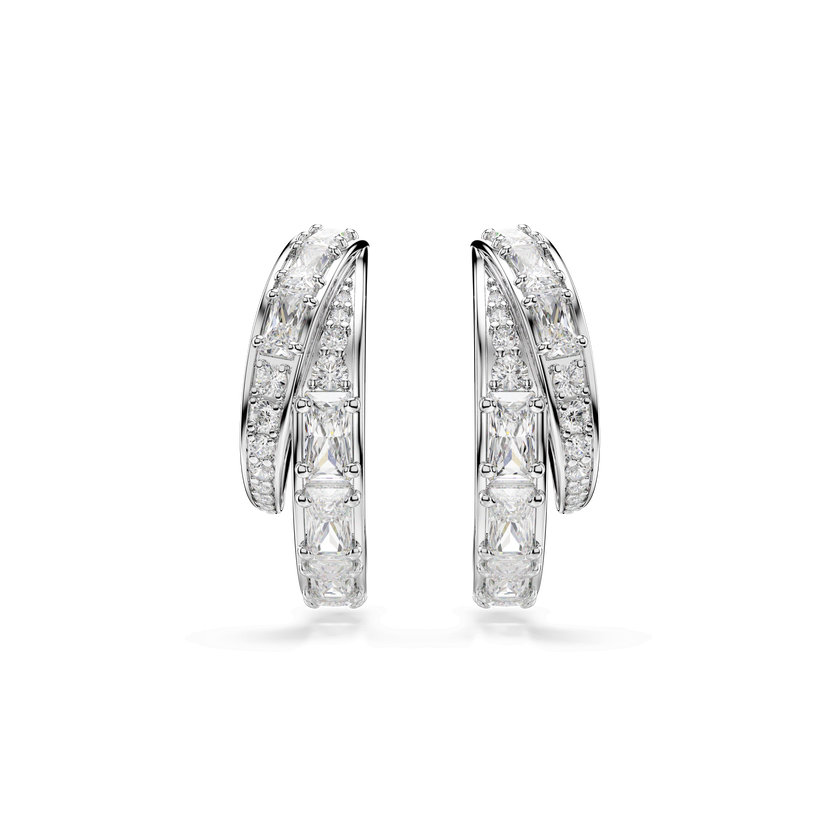 swarovski أقراط حلقية vienna، قطع متنوع، لون أبيض، طلاء روديوم