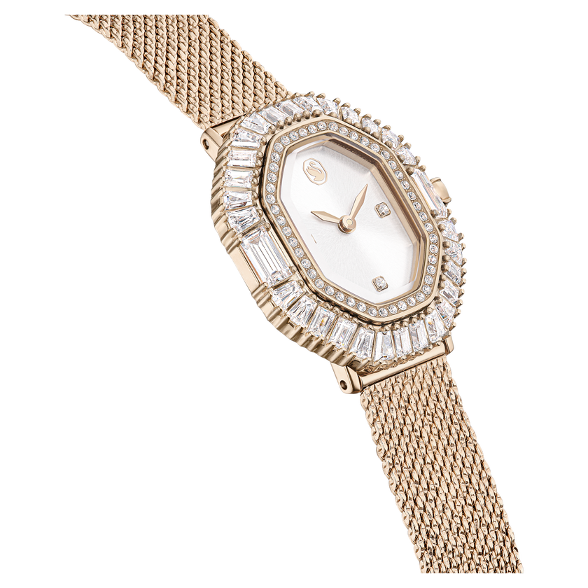 swarovski ساعة يد matrix octagon، سوار معدني، لون ذهبي، لمسة نهائية بلون الشمبانيا الذهبي