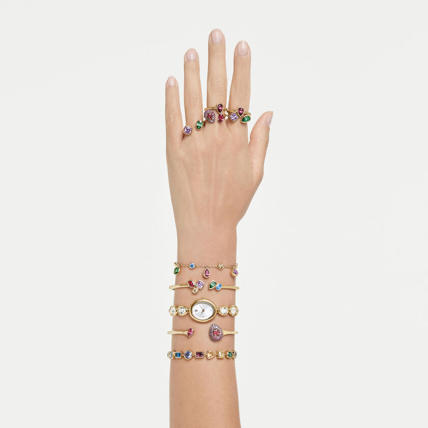 swarovski خاتم كوكتيل imber، طقم من قطعتين، قطع متنوع، ألوان متعددة، لمسة نهائية من الذهب عيار 18 قيراط