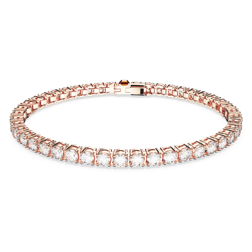 swarovski سوار تنس matrix، قطع مُستدير، لون أبيض، لمسة نهائية من الذهب الوردي عيار 18 قيراط
