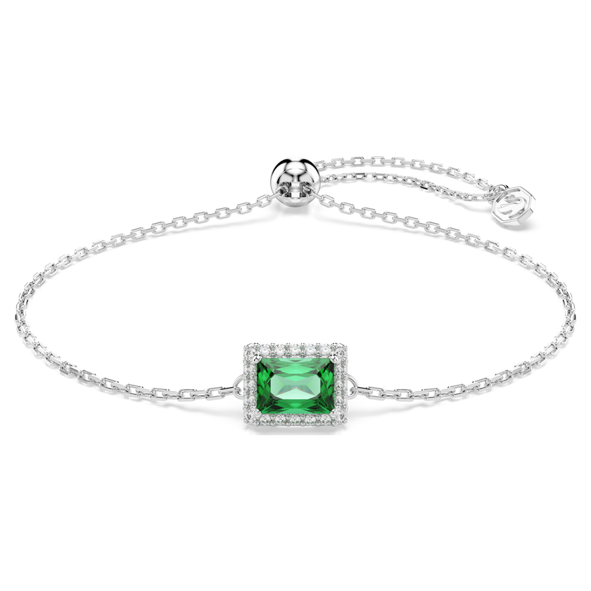 swarovski سوار una angelic، قطع مستطيل، أحجار كريستال صغيرة متراصة، لون أخضر، طلاء روديوم