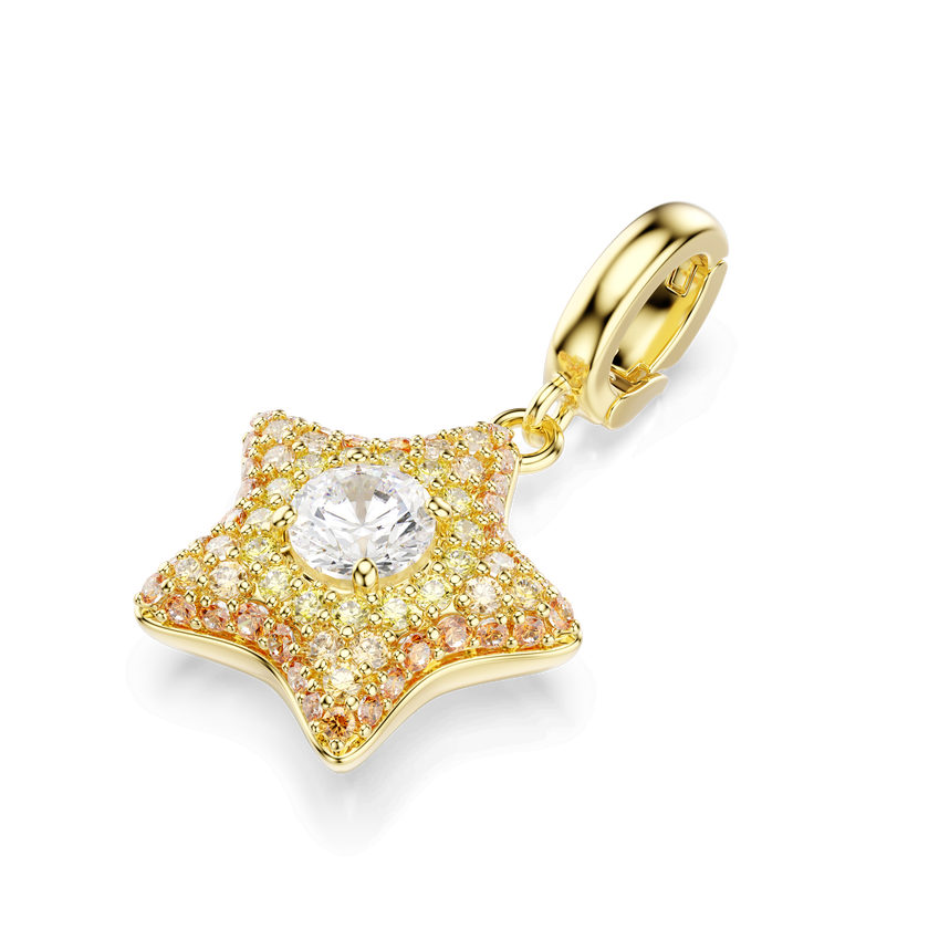 swarovski تعليقة sublima، قطع مستدير، نجمة، لون أصفر، لمسة نهائية من الذهب عيار 18 قيراط
