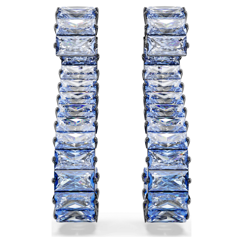 swarovski أقراط متدلية matrix، قطع باغيت، لون أزرق، طلاء روثينيوم