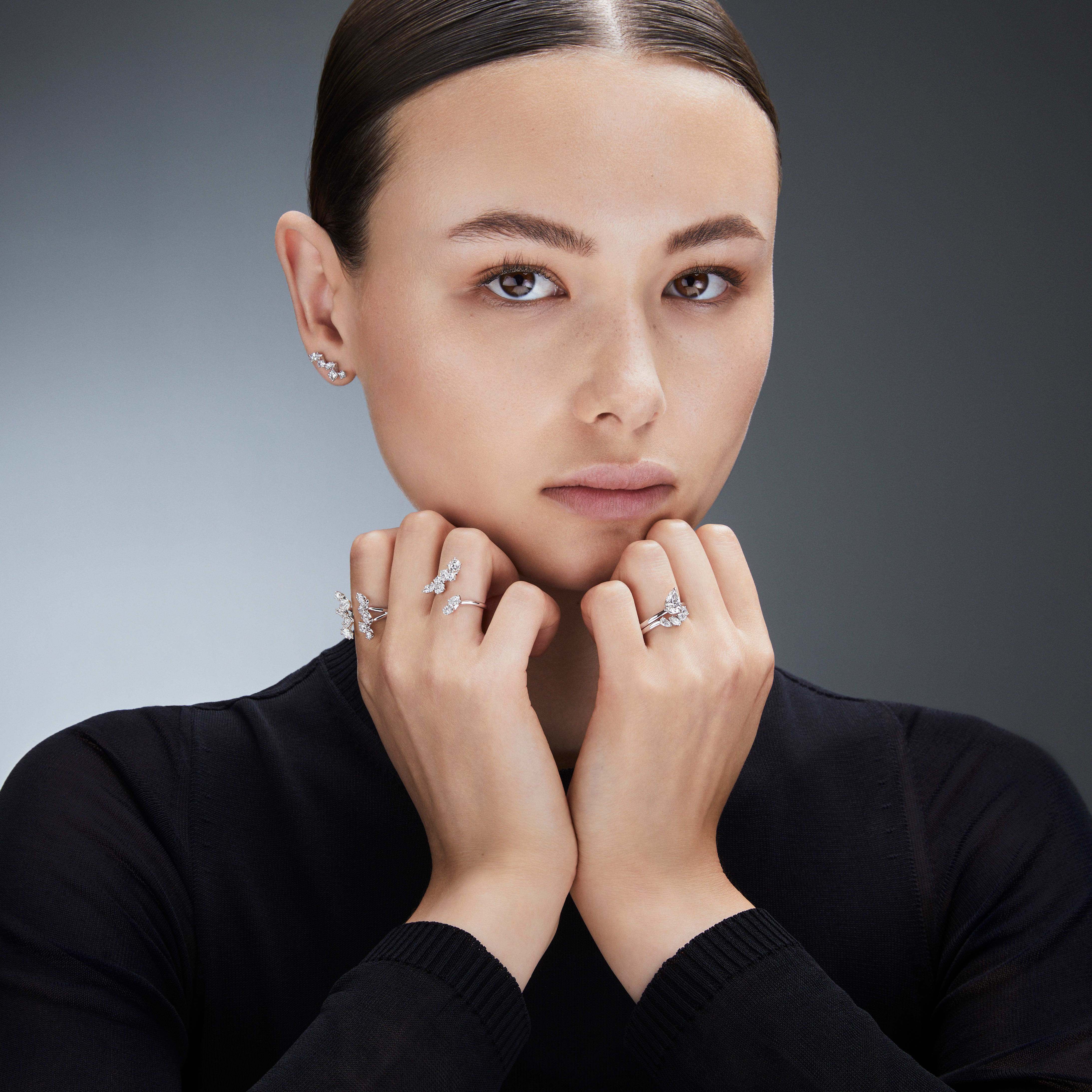 swarovski حلي الأذن galaxy، أحجار ألماس مُصنعة في المختبر بإجمالي 1 25 قيراط، ذهب أبيض عيار 18