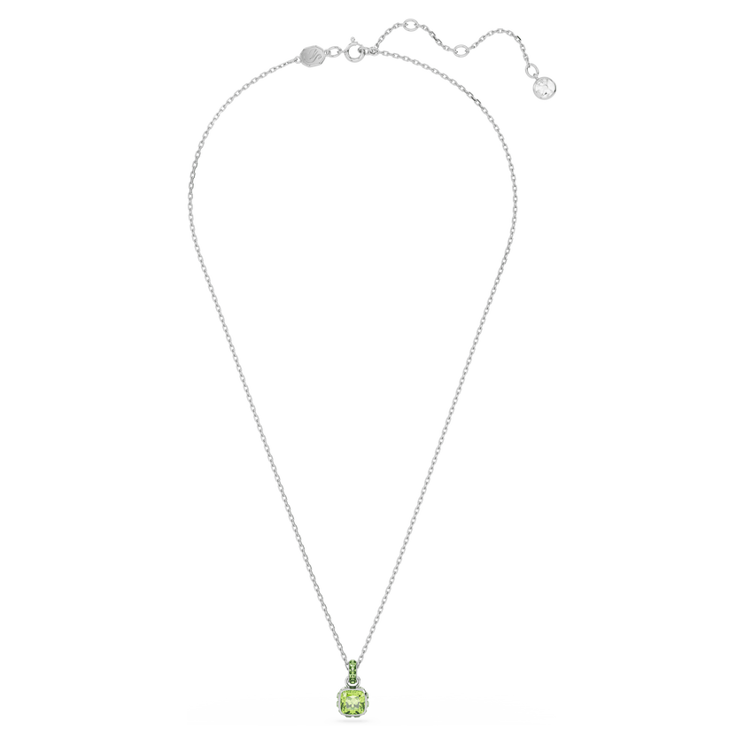 swarovski قلادة birthstone، قطع مربع، أغسطس، لون أخضر، طلاء روديوم