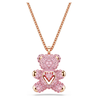 swarovski قلادة teddy، شكل دب، لون وردي، لمسة نهائية من الذهب الوردي عيار 18 قيراط