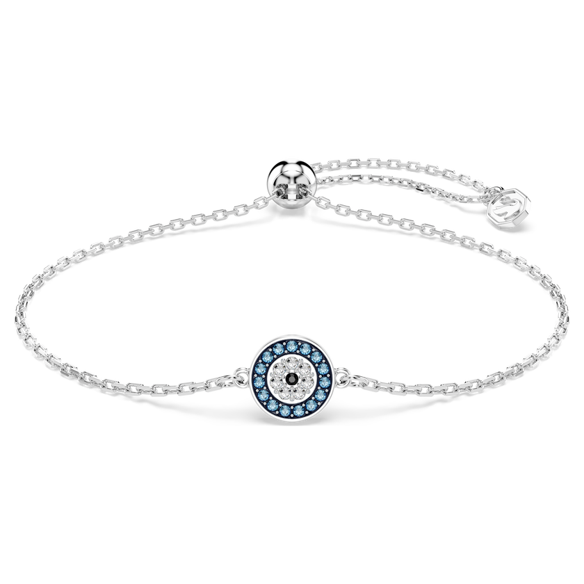 swarovski سوار luckily، أحجار كريستال صغيرة متراصة، شكل عين، لون أزرق، طلاء روديوم