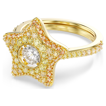 swarovski خاتم sublima، قطع مستدير، نجمة، ألوان متعددة، لمسة نهائية من الذهب عيار 18 قيراط