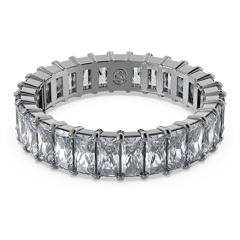 swarovski خاتم matrix، قطع باغيت، لون رمادي، طلاء روثينيوم