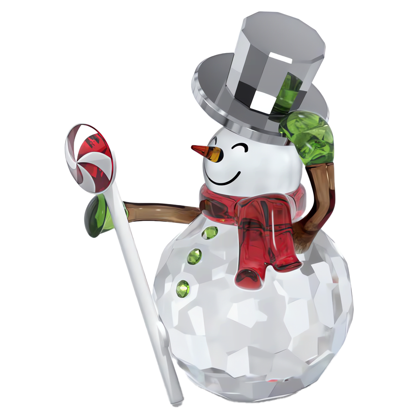 swarovski مجسم على شكل رجل ثلج ممسكاً بحلوى holiday cheers
