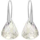 Lunar Pierced Earrings, White, Rhodium plated