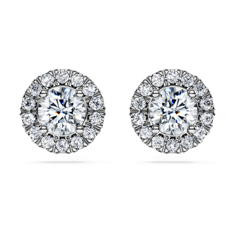 swarovski أقراط دبوسية eternity، أحجار ألماس مُصنعة في المختبر بإجمالي 2 قيراط، ذهب أبيض عيار 18