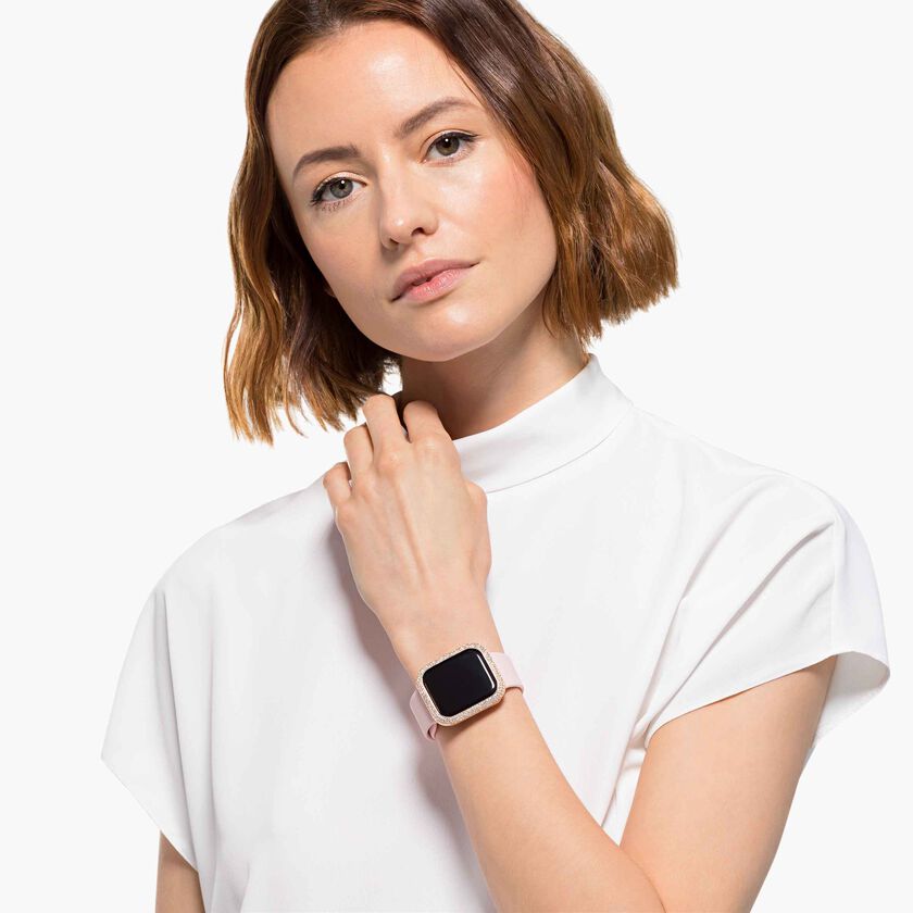 swarovski حافظة sparkling، متوافقة مع ساعة  apple إصدار 4 و5، 40 مم، لون ذهبي وردي