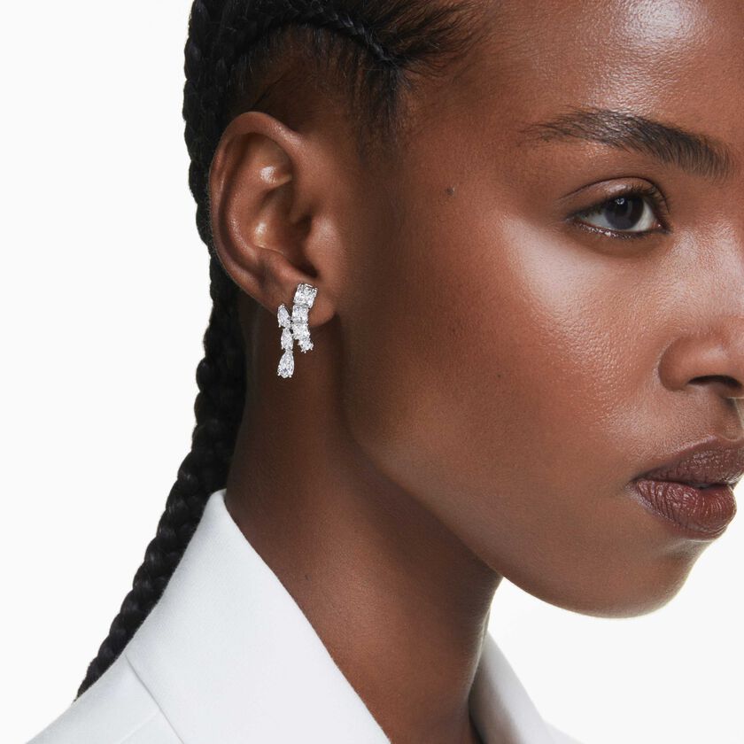 swarovski أقراط متدلية matrix، قطع متنوع، لون أبيض، طلاء روديوم