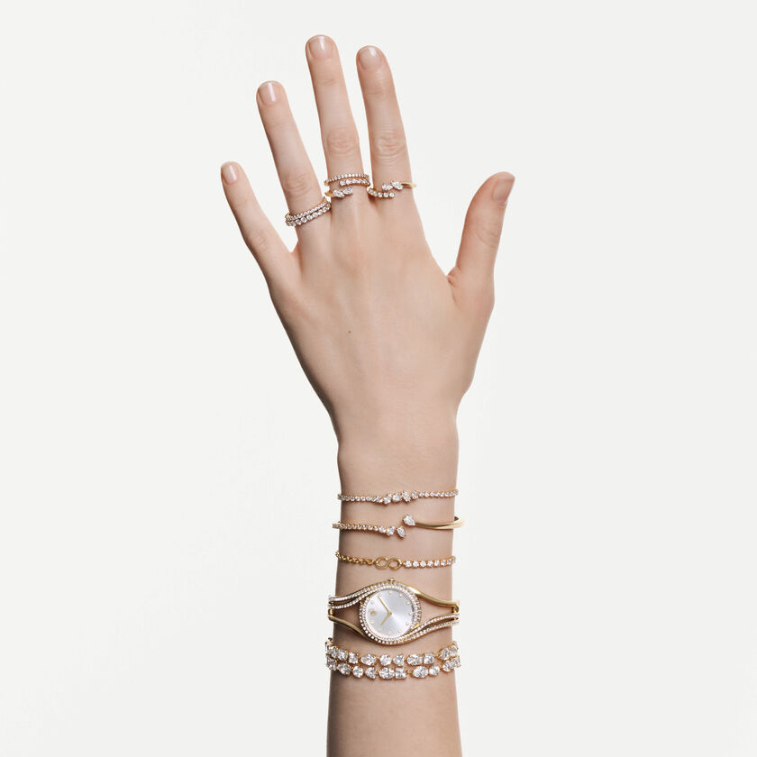 swarovski سوار matrix، قطع مستدير، لون أبيض، لمسة نهائية من الذهب عيار 18 قيراط