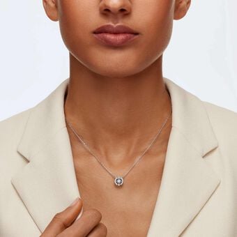 swarovski عقد una، قطع مُستدير، لون أزرق، طلاء روديوم