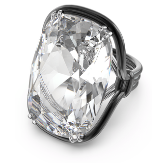swarovski خاتم harmonia، مزدان بكريستال عائم كبير الحجم، لون أبيض، لمسة نهائية من معادن مختلطة