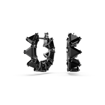swarovski أقراط حلقية matrix، قطع مثلث، شكل مثلث، حجم صغير، لون أسود، طلاء روثينيوم