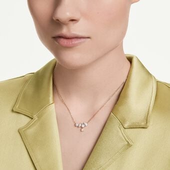 swarovski عقد mesmera، قطع متنوع، لون أبيض، لمسة نهائية من الذهب الوردي عيار 18 قيراط