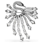 swarovski بروش the vienna collection، شكل بجعة، لون أبيض، طلاء روثينيوم