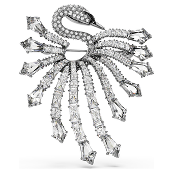 swarovski بروش the vienna collection، شكل بجعة، لون أبيض، طلاء روثينيوم