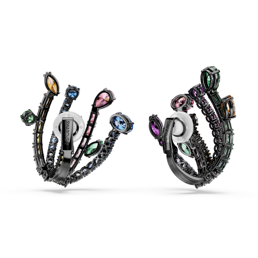swarovski أقراط matrix، قطع متنوع، شكل باقة، ألوان متعددة، طلاء روثينيوم