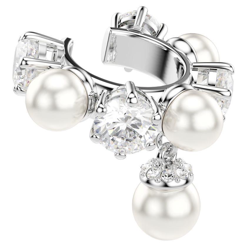 swarovski حلية للأذن matrix، طقم  3 قطع ، لآلئ كريستال، قطع مستدير، لون أبيض، طلاء روديوم