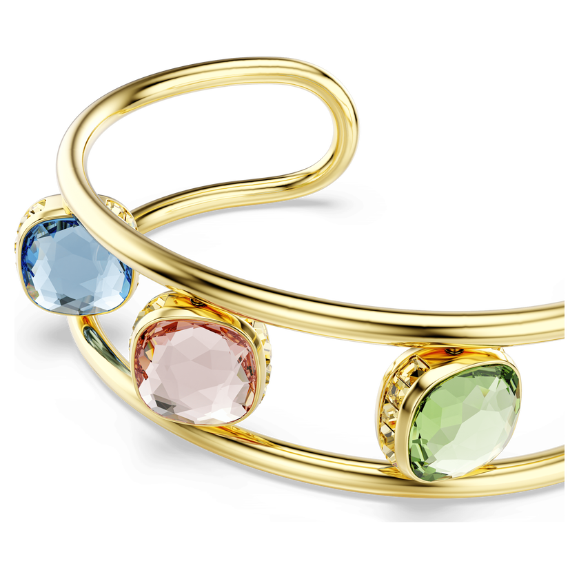 swarovski سوار chroma، قطع على شكل وسادة، لون أخضر، طلاء باللون الذهبي