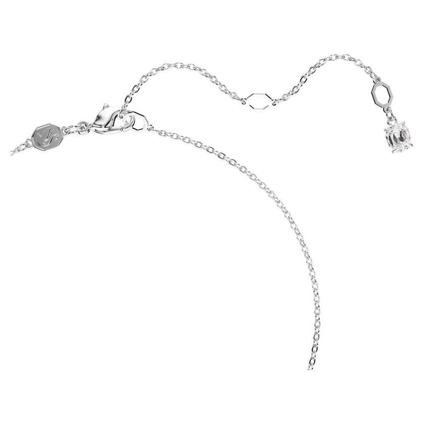 قلادة swarovski swan على شكل حرف y، لؤلؤ كريستال، على شكل بجعة، لون رمادي، طلاء روديوم