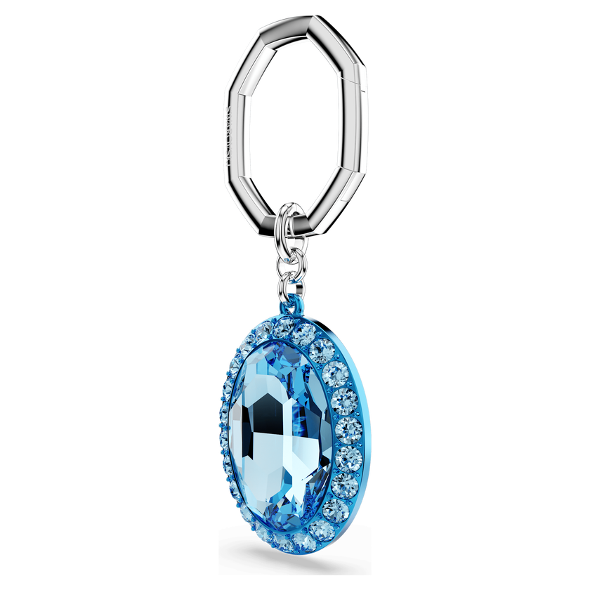 swarovski حلقة مفاتيح، قطع بيضاوي، لون أزرق، لمسة نهائية من معادن مختلطة