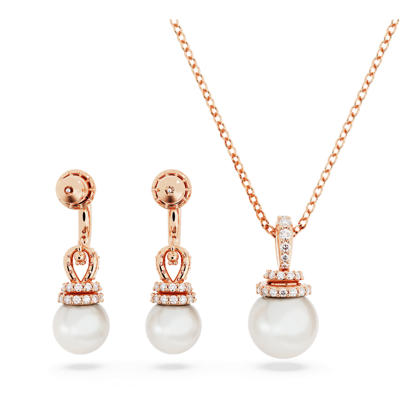swarovski طقم originally، لون أبيض، طلاء بلون ذهبي وردي