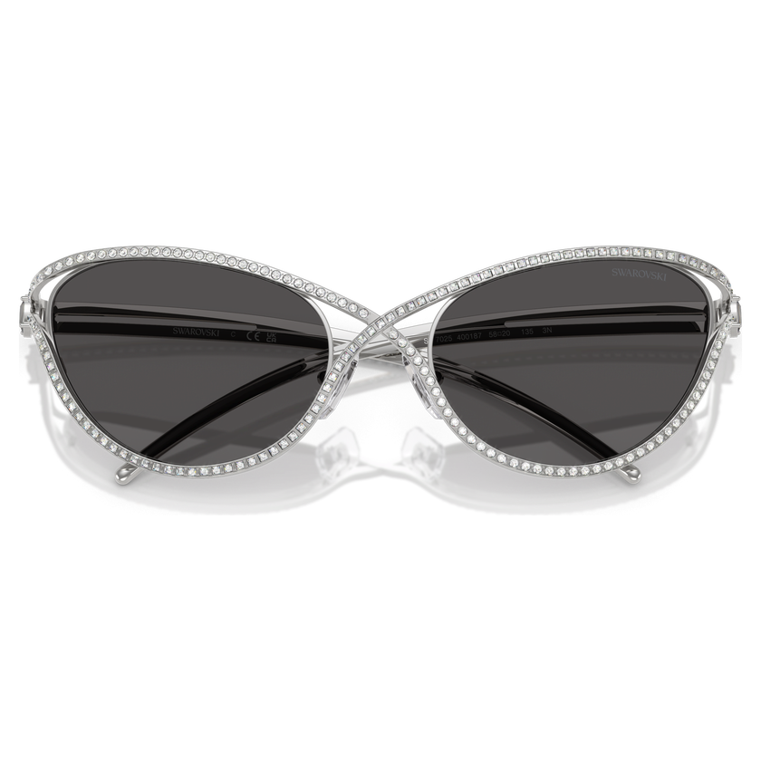 swarovski نظارة شمسية، على شكل عين القطة، sk7025، لون فضي