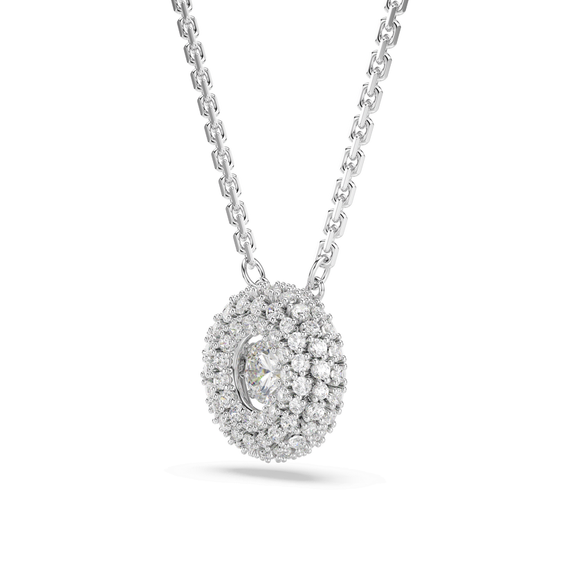 swarovski قلادة sublima، قطع مُستدير، لون أبيض، طلاء روديوم