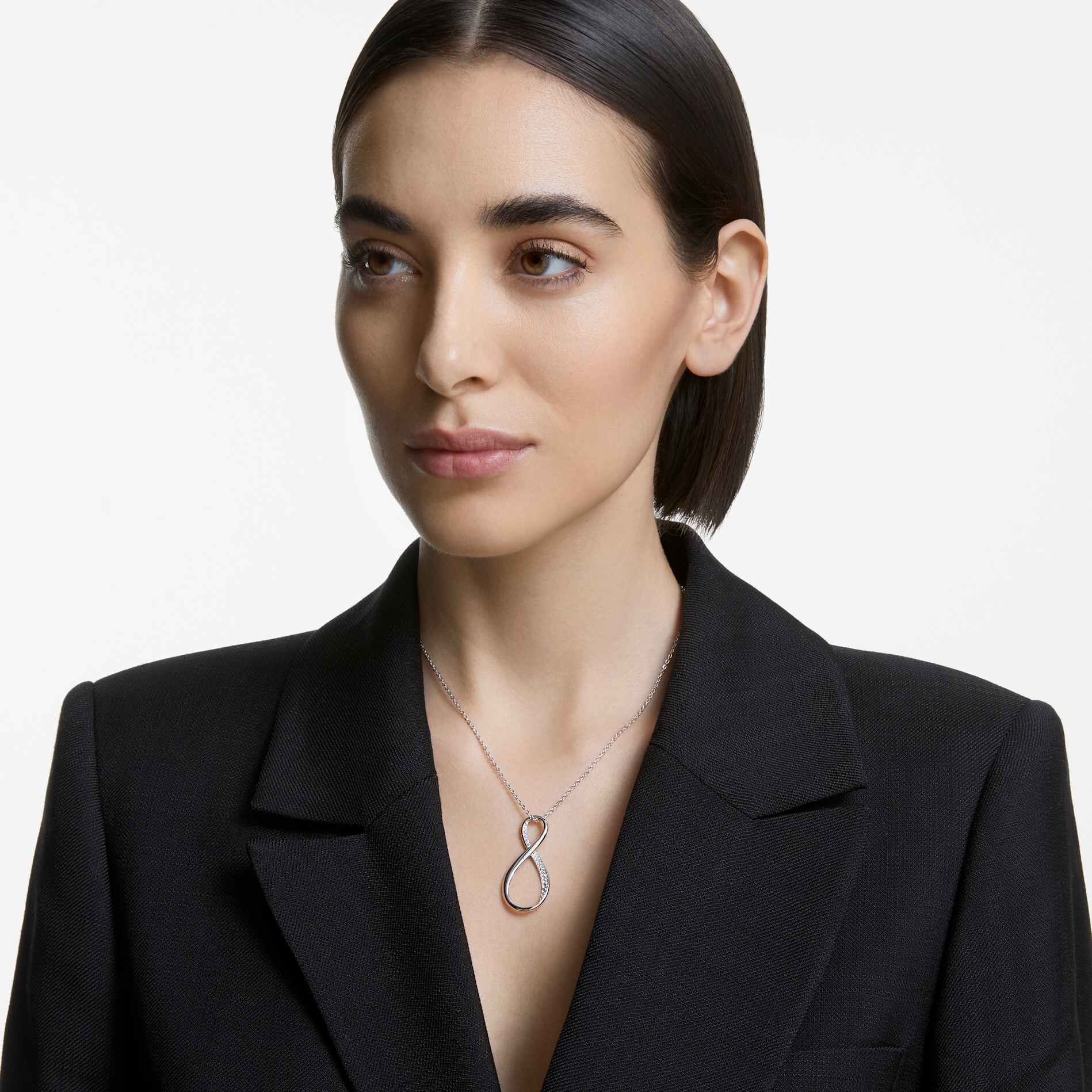 swarovski قلادة exist، على شكل علامة لانهاية، لون أبيض، طلاء روديوم