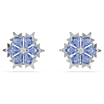 swarovski أقراط دبوسية magic، شكل دفة ثلج، لون أزرق، طلاء روديوم