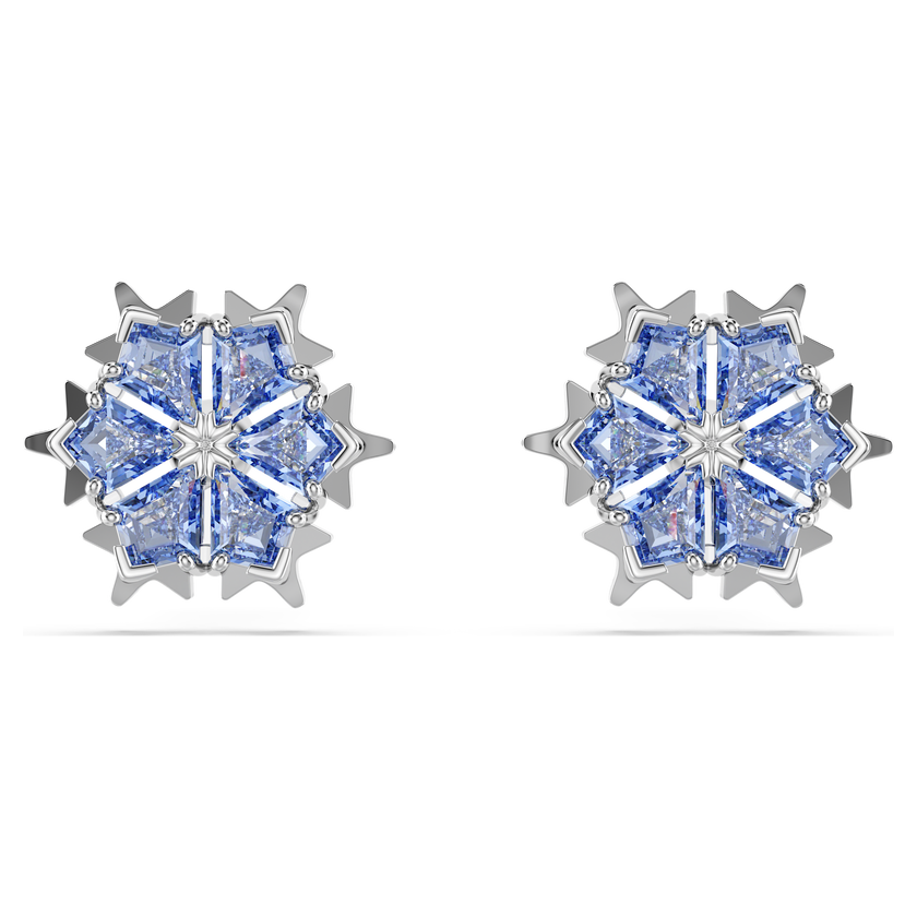 swarovski أقراط دبوسية magic، شكل دفة ثلج، لون أزرق، طلاء روديوم